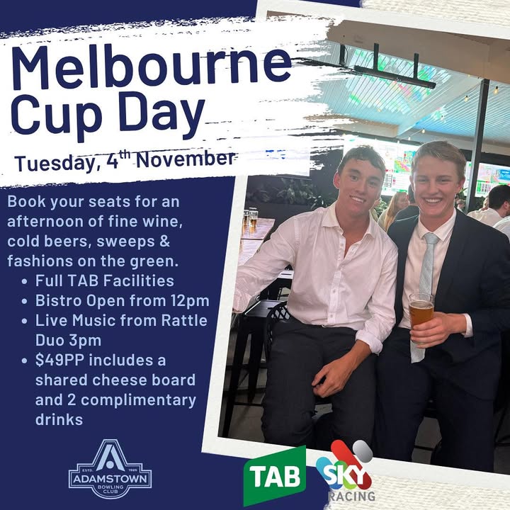 Featured image for “Melbourne Cup Day Celebrations at Adamstown Bowlo: Live Music, TAB Facilities & More”