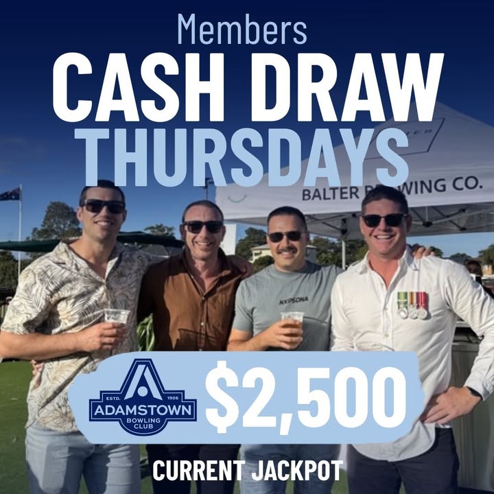 Featured image for “Thursday Members Cash Draw at Adamstown Bowlo”