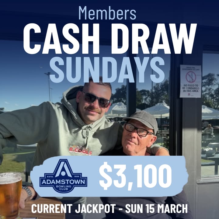 Featured image for “Members Cash Draw $3,100 at Adamstown Bowlo”