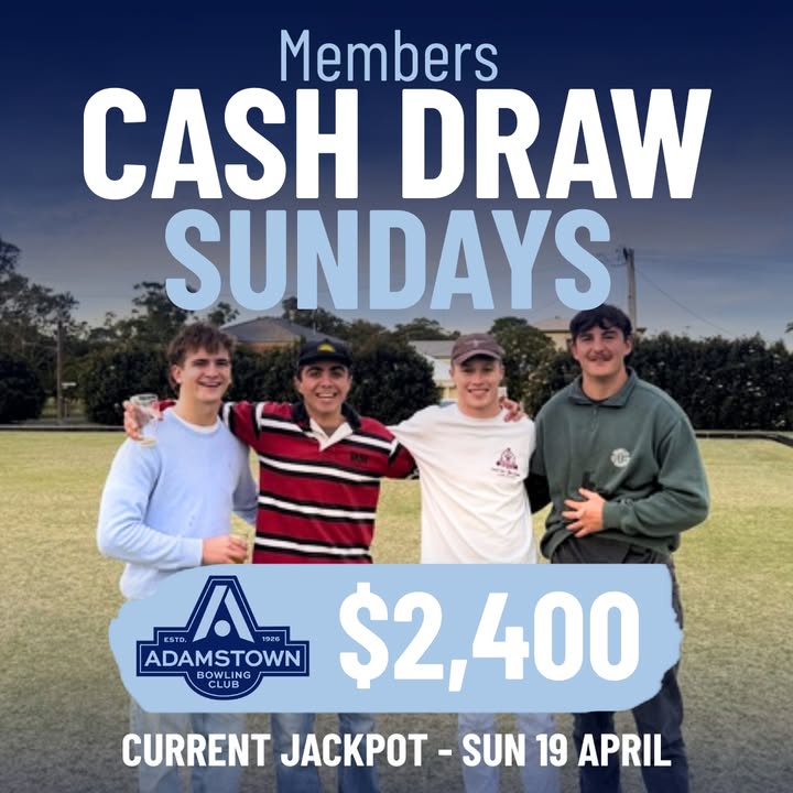 Featured image for “$2,400 Members Cash Draw This Sunday at Adamstown Bowlo”
