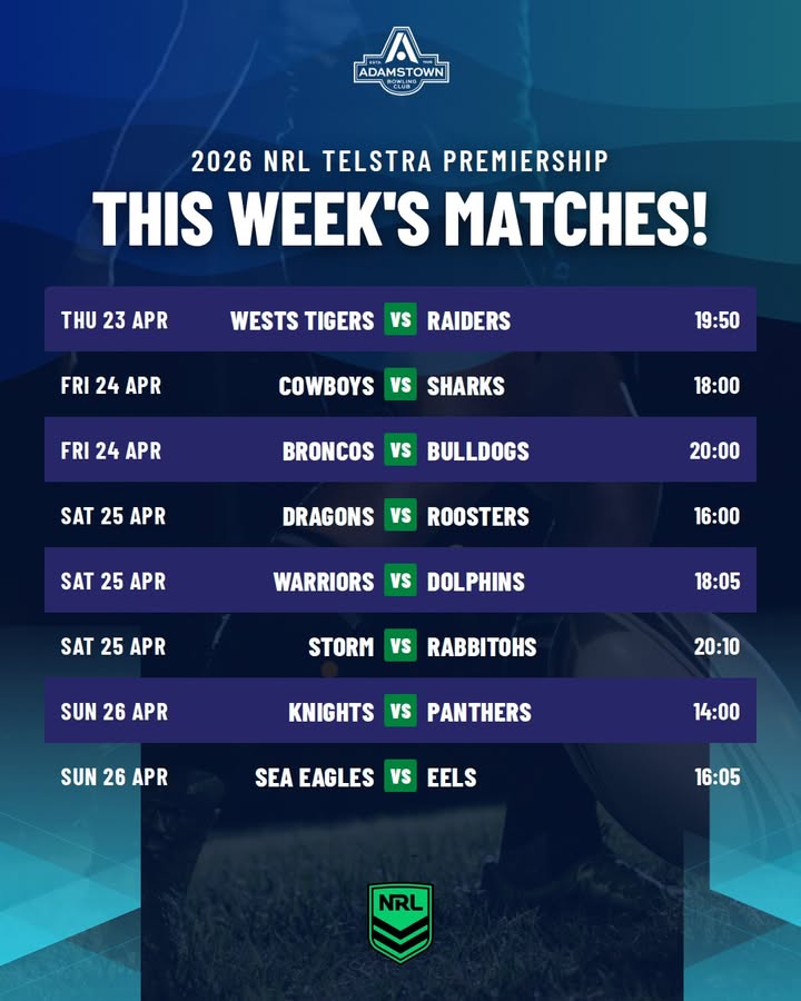 Featured image for “Watch NRL Live This Week at Adamstown Bowlo”