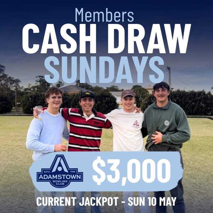 Featured image for “Super Sunday Members Cash Draw – $3,000 Jackpot at Adamstown Bowlo”