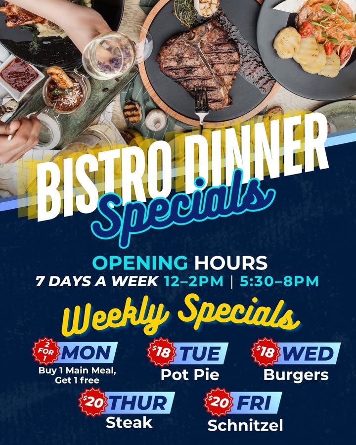 Featured image for “Bistro Dinner Specials Every Week at Adamstown Bowlo”