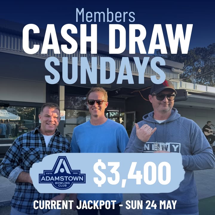 Featured image for “Members Cash Draw Sunday – $3,400 Jackpot at Adamstown Bowlo”