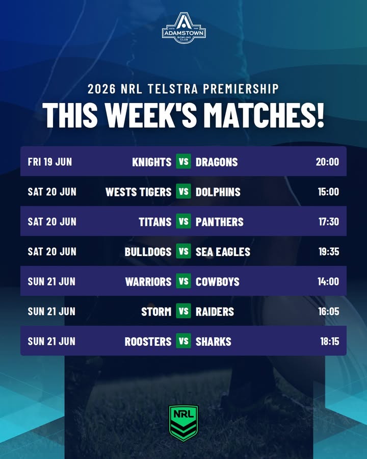 Featured image for “Watch the 2026 NRL Telstra Premiership This Weekend at Adamstown Bowlo”