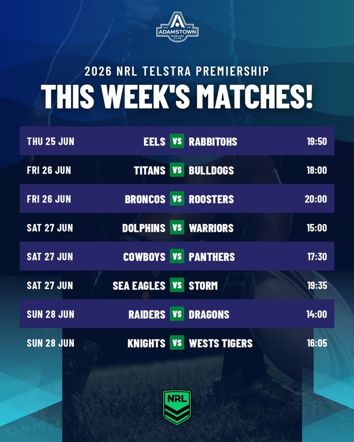 Featured image for “Watch This Week’s NRL Telstra Premiership Live at Adamstown Bowlo”